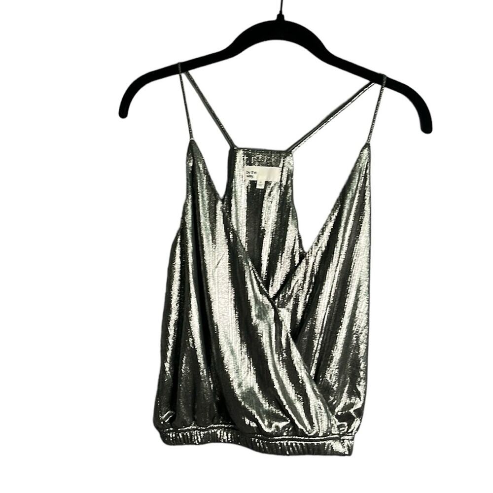 By the Way Silver Metallic Halter Strappy Wrap Style Top XS